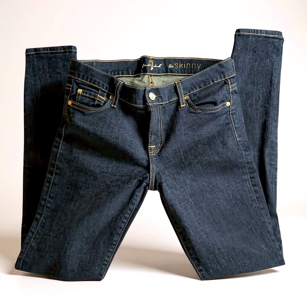 7 For All Mankind Dark Wash Jeans Size 30 The Skinny Great Condition Made in USA
